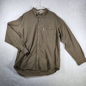 Columbia Men's XL Plaid Button Up Shirt Long Sleeve Casual Outdoor‎ Brown Tan